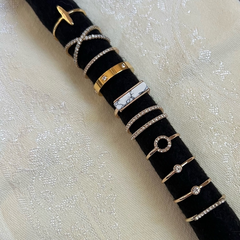 10 Gold-Tone Rings Size 8